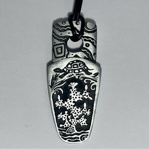 ALICE SEELY Pewter Pendant / URBAN FETISH Turtle & Cactus / NEW MEXICO Jewelry